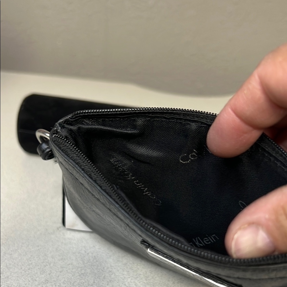Calvin Klein Black Leather Clutch with Silver Accents - Picture 4 of 4